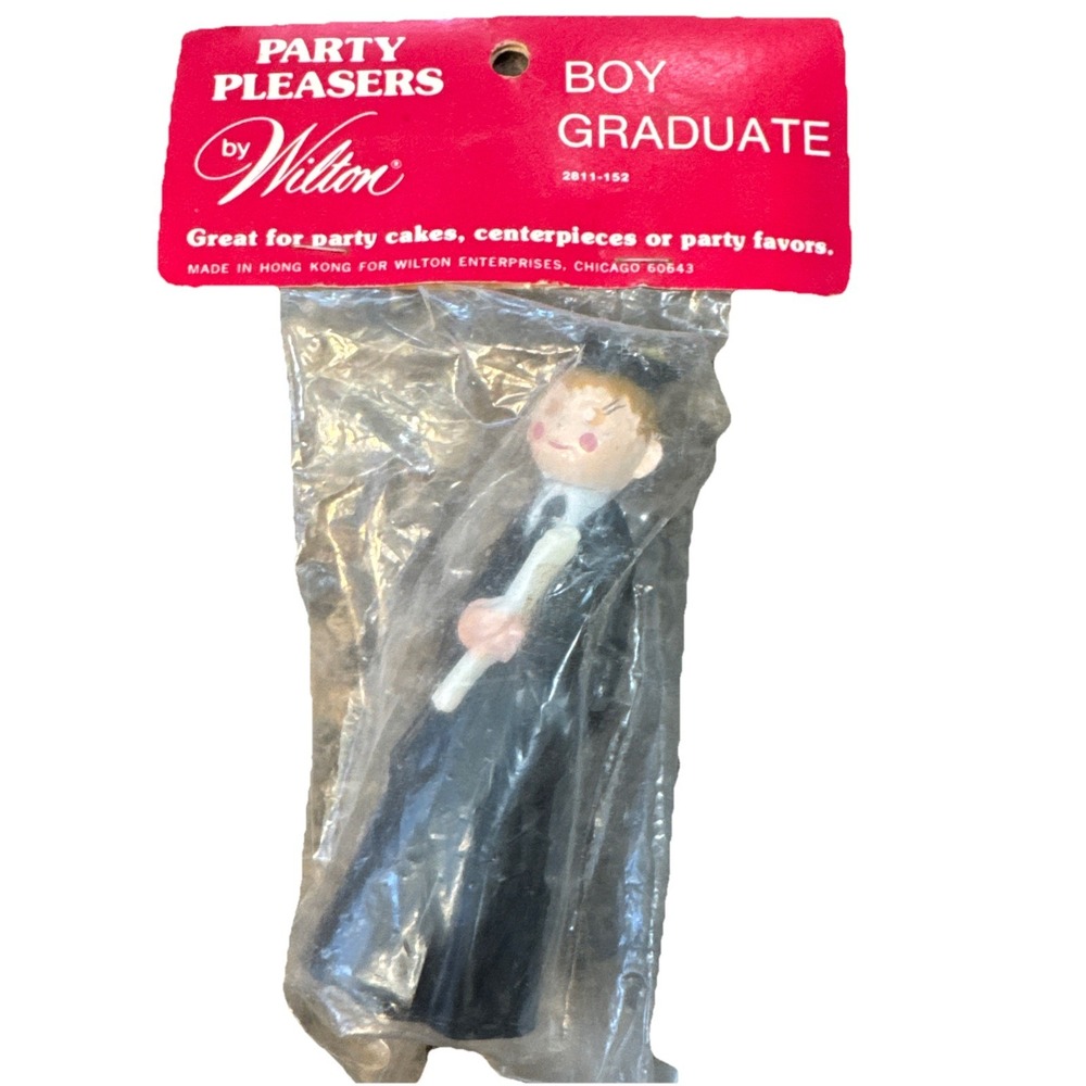 RARE Vintage Wilton Graduation Boy Cake Topper New In Bag- Party Pleasers